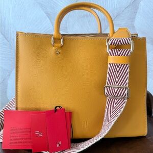 Carolina Herrera CHHC Structured Leather Satchel – Mustard